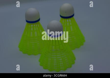 Green Badminton Shuttlecock on Table Stock Photo