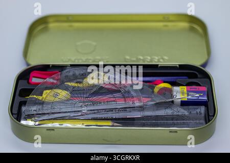 Metal Geometry Box with Full Set Stock Photo
