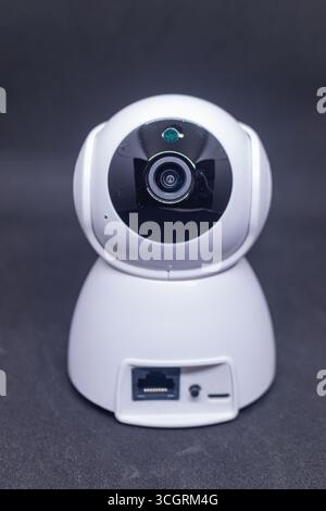 Mounted dome camera on black background front view Stock Photo