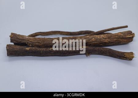 Natural Miswak Toothbrush for Oral Hygiene on White Studio Background Stock Photo