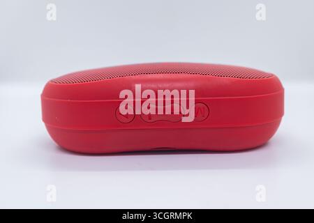 Portable Bluetooth speaker with control buttons Stock Photo