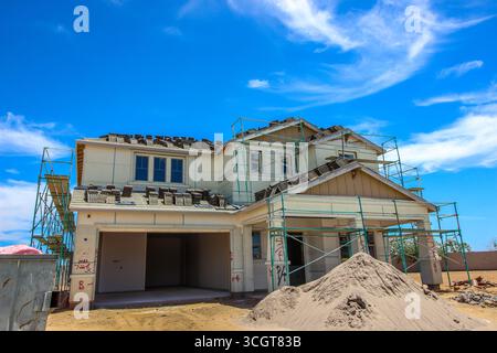 Two Story House Under Construction Stock Photo