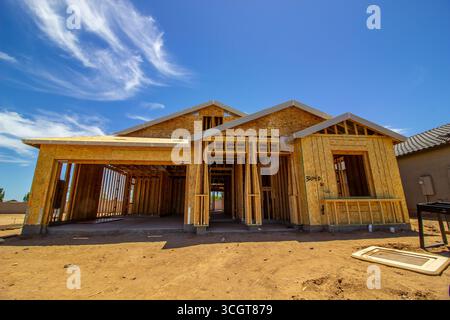 One Level Home Under Construction Stock Photo
