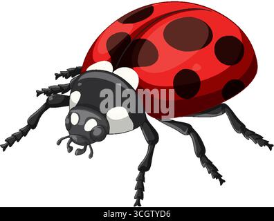 Vivid vector illustration of a realistic ladybug with detailed red and black textures, isolated. Stock Vector