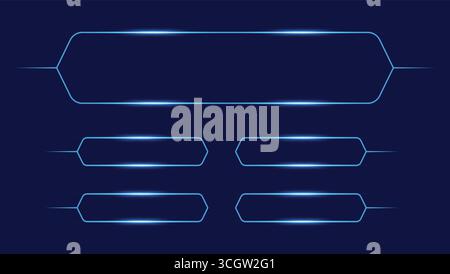 Neon Blue Text Boxes - Text Boxes design Stock Vector