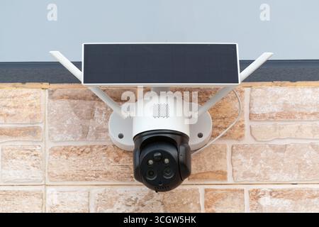 Solar powered wireless security camera Stock Photo