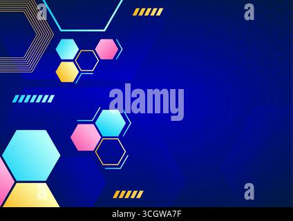 abstract technology hexagon background with colorful Stock Vector