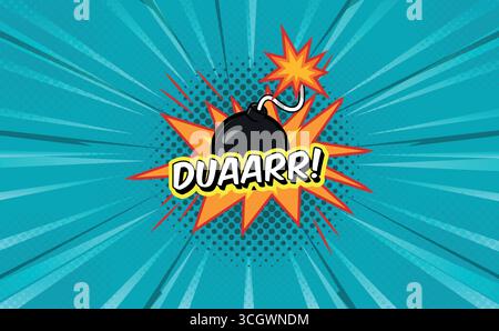 Comic Background with Bomb and Yellow Background Stock Vector