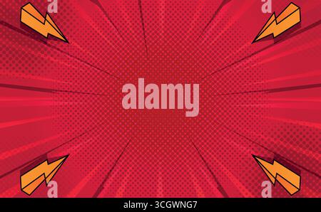 Comic red background comic with white cloud Stock Vector
