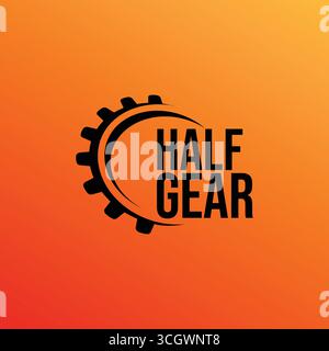 mechanical cog gears concept. half gear abstract logo icon. single color vector illustration Stock Vector