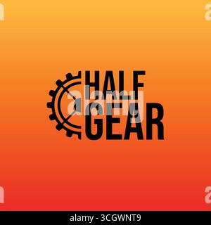 mechanical cog gears concept. half gear in left abstract logo icon. single color vector illustration Stock Vector