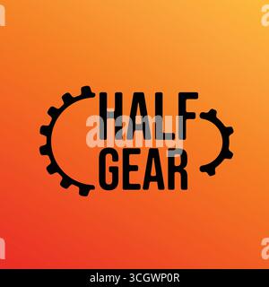 abstaract mechanical cog gears in left and right concept. half gear abstract logo icon. single color vector illustration Stock Vector