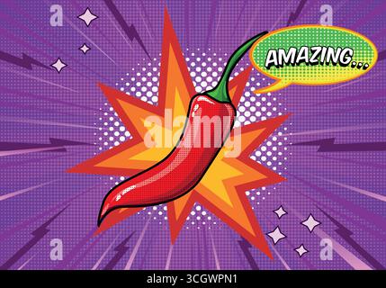 Beautiful Design chili and Comic design with Colorful Color Stock Vector