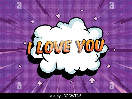 Comic Background with Purple and Yellow Text Stock Vector
