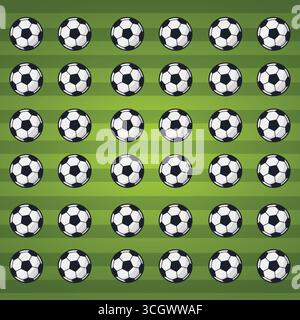 Soccer Balls Grid on Green Field Stock Vector