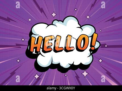 Comic Background with Purple and Yellow Text Stock Vector
