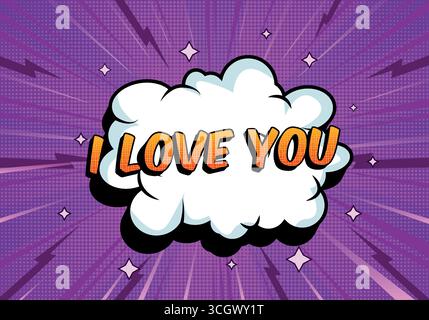 Comic Background with Purple and Yellow Text Stock Vector