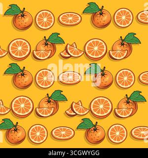 Orange seamless with ilustration and beautiful concept Stock Vector