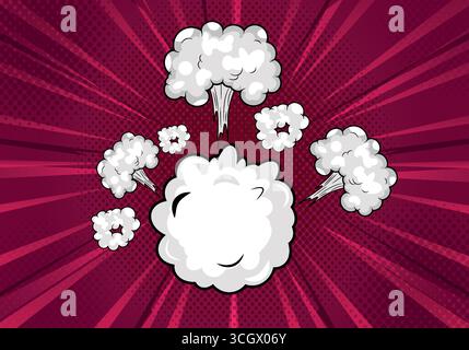 comic background with nuclear and city Stock Vector