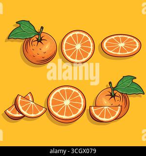 Orange seamless with ilustration and beautiful concept Stock Vector