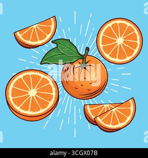 Orange seamless with ilustration and beautiful concept Stock Vector