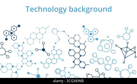 Abstract background with molecular structure on white, symbolizing science, chemistry, medicine and technology. Modern template for poster, web, resea Stock Vector