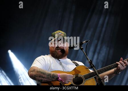 Jedburgh, UK. 30th Aug, 2025. Cammy Barnes performs onstage during day one of EdgeFest 2025 at LilliardsEdge near Jedburgh on August 30, 2025. EdgeFest 2025, Music Festival. A growing music festival, in the Scottish Borders, now in its third year, being held at Lilliardsedge, near Jedburgh. Music and entertainment for all the family, under the big top. Main Stage Line Up ( Credit: Rob Gray/Alamy Live News Stock Photo