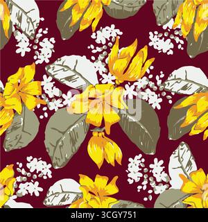 botanical floral, vector, seamless pattern , herbs and leaves ,big set, background with flowers Stock Vector