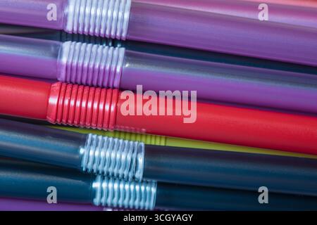 Close up image of plastic drinking straws Stock Photo