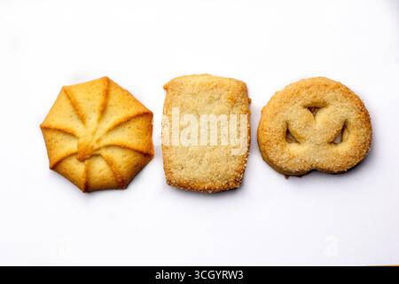 Danish butter cookie isolated on white background, top view Stock Photo