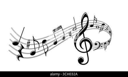 The symbol of a stylized musical notes. Stock Vector