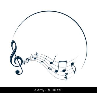 The stylized frame with music notes. Stock Vector