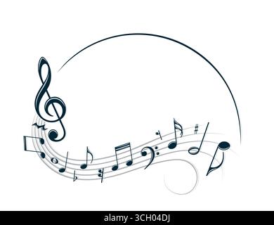 The stylized frame with music notes. Stock Vector