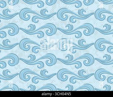 The seamless pixel background with wave. Stock Vector