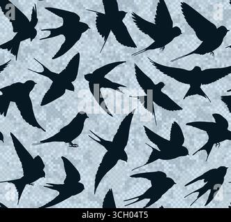 The seamless blue background with swallows. Stock Vector
