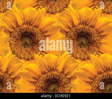 The seamless background with yellow sunflowers. Stock Vector