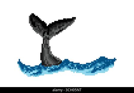 The whale tail symbol with blue wave. Stock Vector