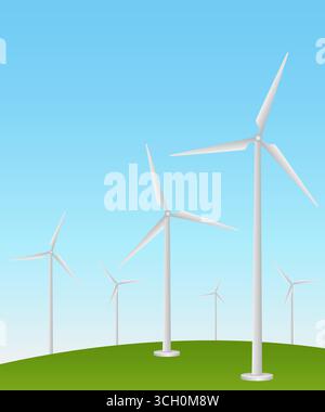 Wind Turbine Energy Renewable Station Field Background Stock Vector ...