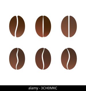 Coffee Beans Set. Coffee Bean Icon Isolated on White Background. Vector Illustration Stock Vector