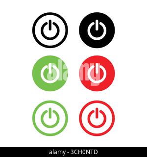 Power Button Icon Set. Vector Illustration. Stock Vector