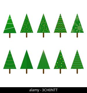 Christmas Tree Collection. Set of Christmas Tree. Vector Illustration. Stock Vector