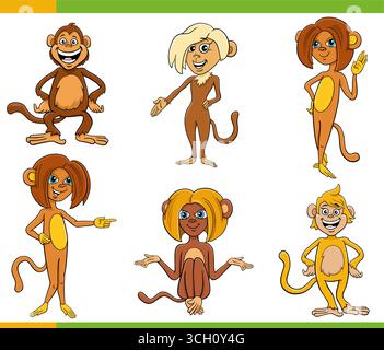 Funny Monkey Cartoon Characters illustration Stock Vector Image & Art ...