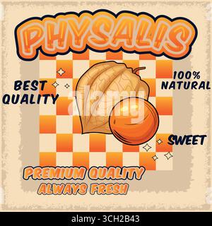 Physalis fruits and comic cartoon with colorful color Stock Vector