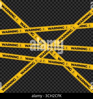 caution tape warning on black background Stock Vector