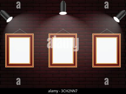 Brick Wall with Dramatic Spotlight Illumination Stock Vector