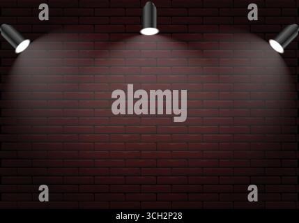 Brick Wall with Dramatic Spotlight Illumination Stock Vector