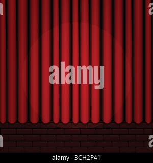 Theater Curtain with Dramatic Spotlight Lighting Stock Vector