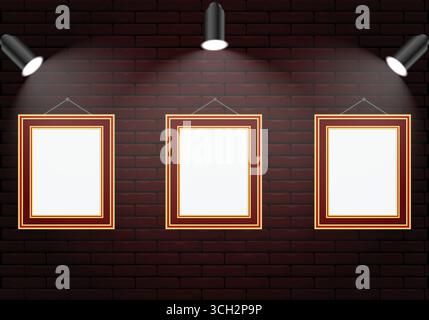 Brick Wall with Dramatic Spotlight Illumination Stock Vector