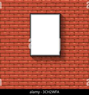 Blank Photo Frame on Brick Wall Background Stock Vector