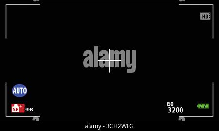 camera display with black background and photography tool description Stock Vector